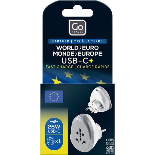 Go Travel World EU USB-C Adaptor + (25W)