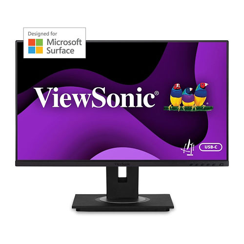 ViewSonic VG245 24 IPS 1080p Monitor Designed for Surface with advanced ergonomics, 60W USB C, HDMI and DisplayPort inputs