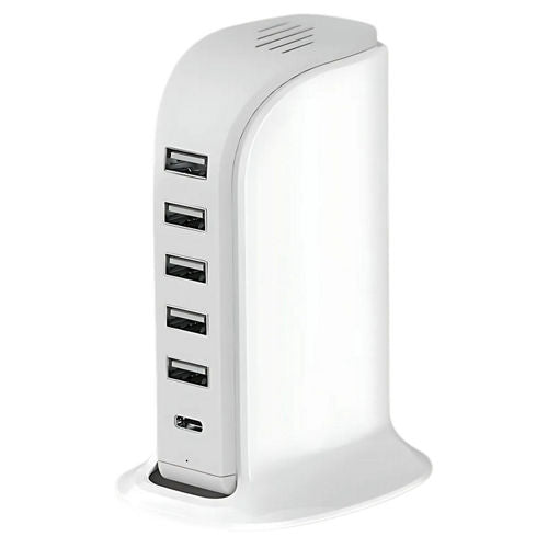 KENRO 6-in-1 USB Charging Station – 40W, 5 USB & 3A USB-C, 6A shared, travel hub