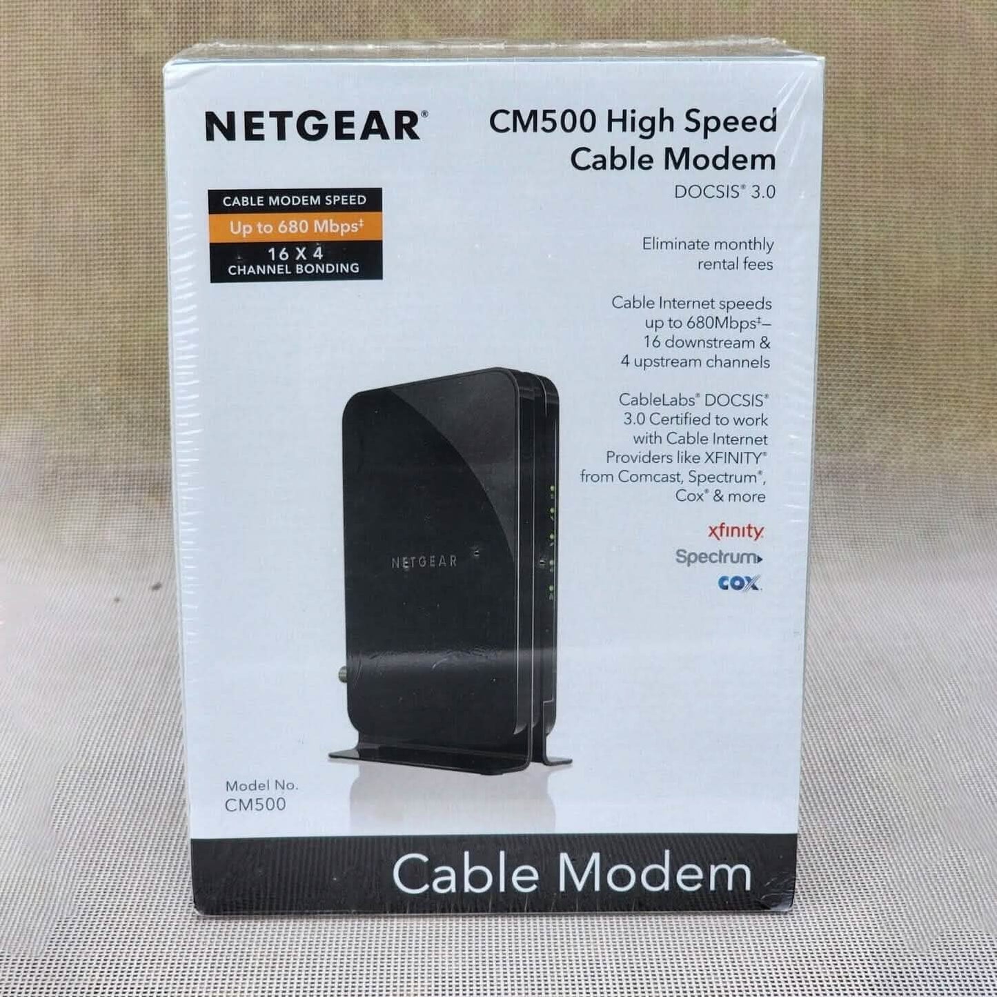 Netgear CM500 High Speed Cable Modem Up to 680 Mbps 16X4 Channel Bonding (Refurbished)