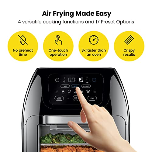 CHEFMAN Multifunctional Digital Air Fryer+ Rotisserie, Dehydrator, Convection Oven, 17 Touch Screen Presets Fry, Roast, Dehydrate, Bake, XL 10L Family Size, Auto Shutoff, Large Easy-View Window, Black
