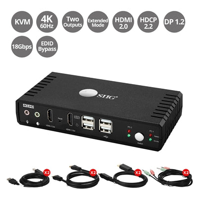HDMI 2.0 Dual Head KVM Switch