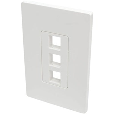Single-Gang 3-Port Wall Plate Keystone Cat5-6 USB HDMI Dport RCA