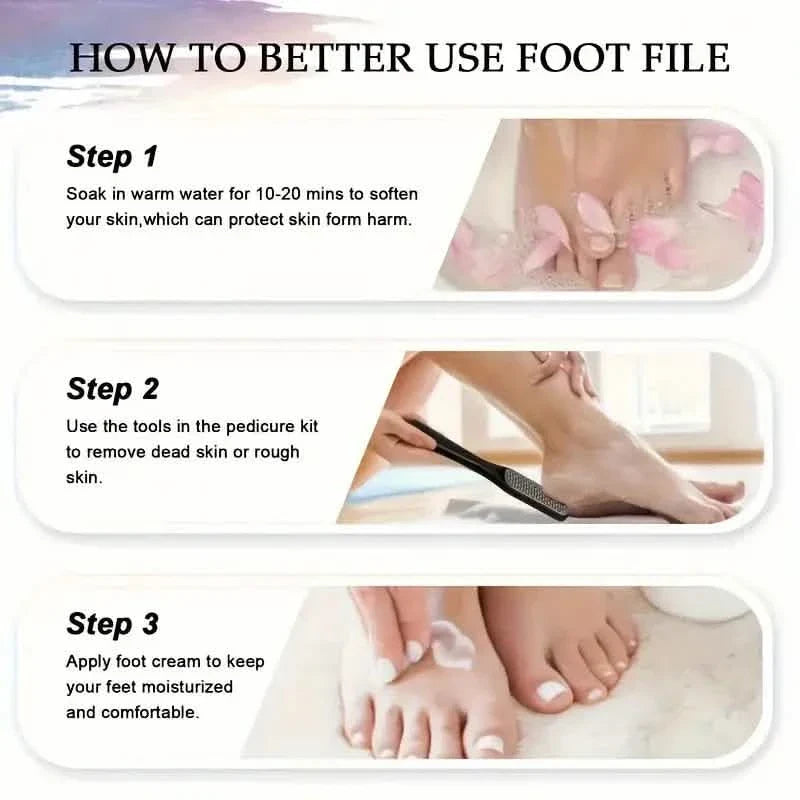 10-Piece Set: Stainless Steel Foot Care Kit - Portable Pedicure & Manicure Set
