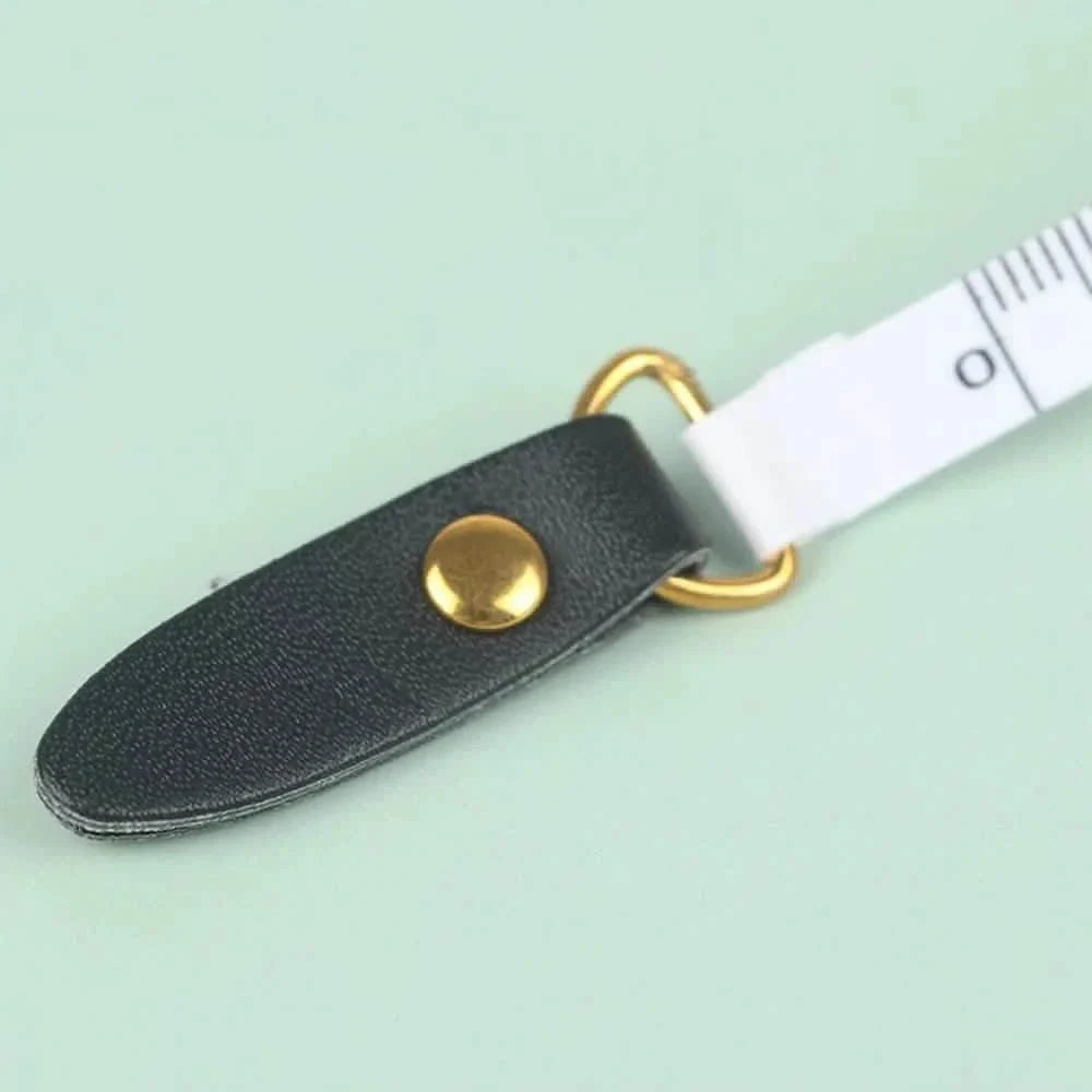 1.5m Centimeter Inch Roll Tape Portable Retractable Vintage PU Leather Mini Tape