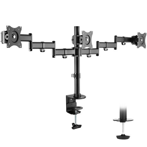Mount-It! Height-Adjustable Full-Motion Black Triple Monitor Mount