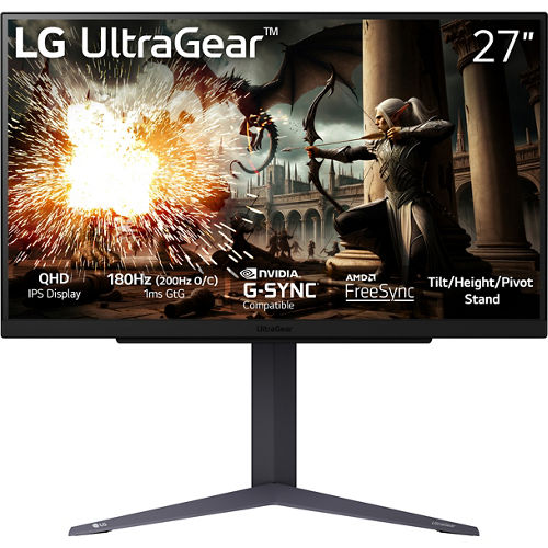 LG 27 in. UltraGear 180Hz 1ms NVIDIA G-SYNC IPS QHD Gaming Monitor 27GS75Q-B