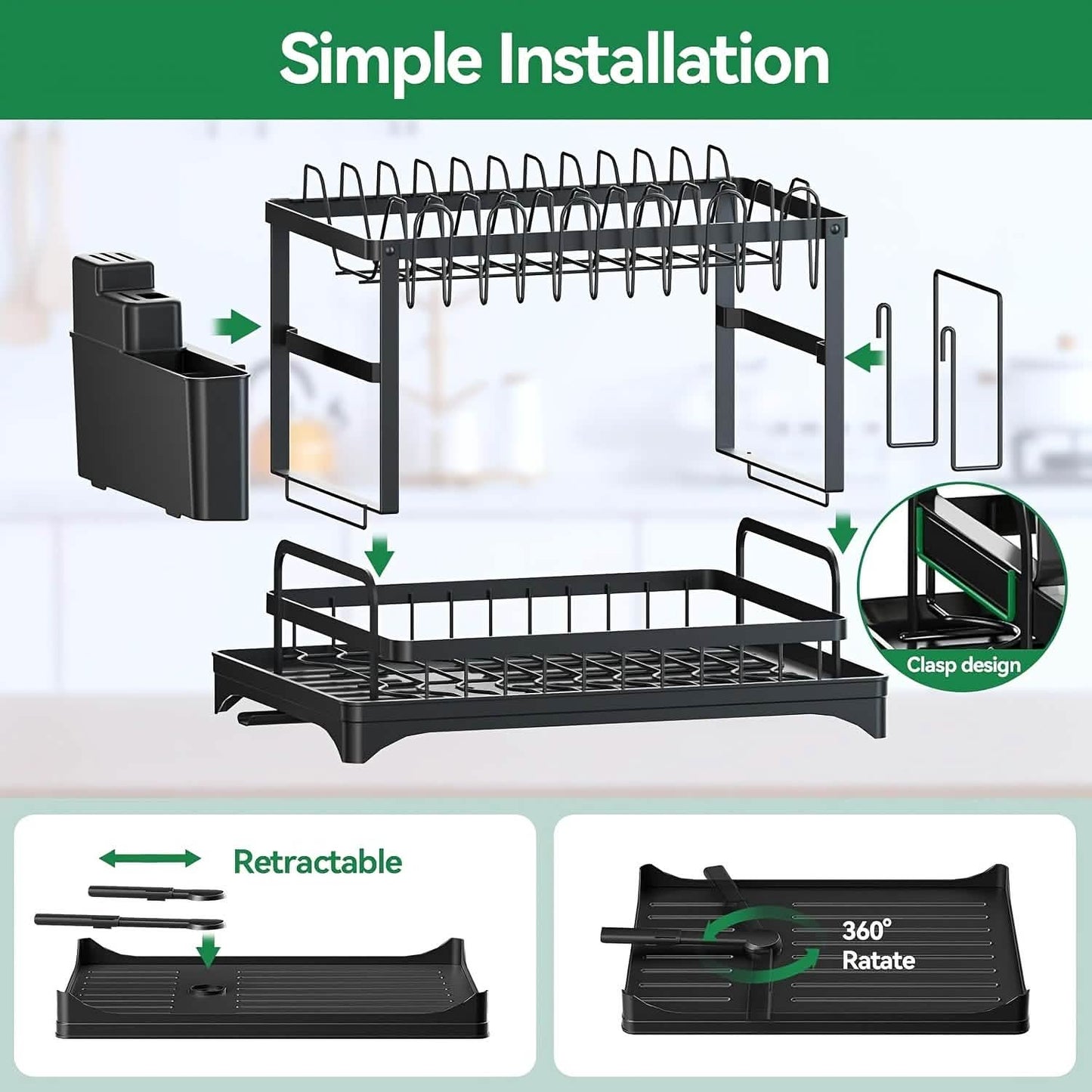 Black Metal Dish Rack – 2-Layer / 3-Layer