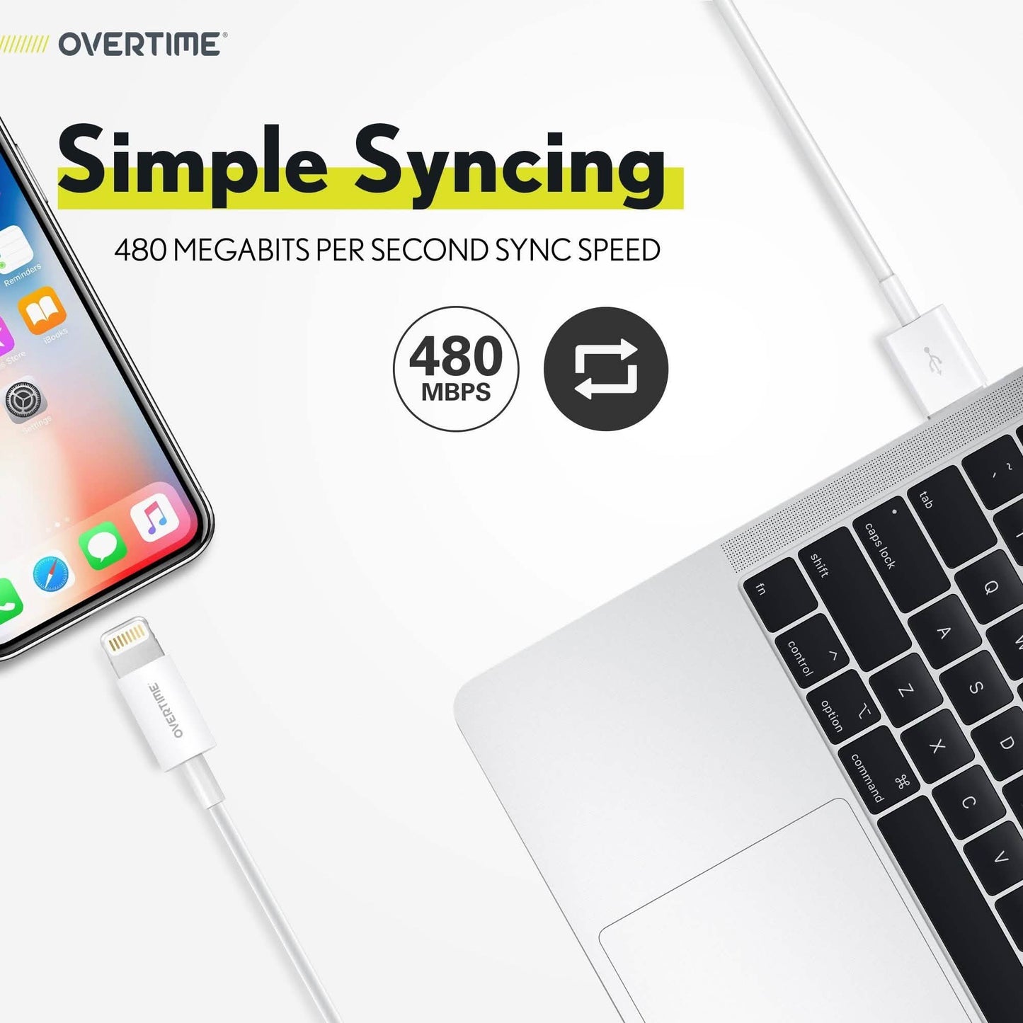 6 Ft./10 ft. Overtime Apple MFi Certified iPhone Charger Lightning Cable Pack
