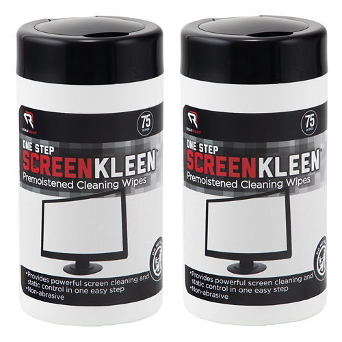 Read Right ScreenKleen One-Step Cleaning Wipes, 75 Per Tub, 2 Tubs