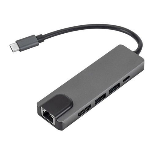 SAHARA - SaharaCase 5-in-1 USB-C Hub with Ethernet – Multiport Adapter with 4K HDMI, 100W PD Charging, and RJ45