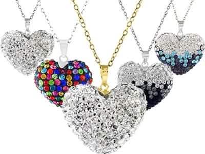 Bubble Heart Pendant in Solid Sterling Silver Made with Swarovski Elements