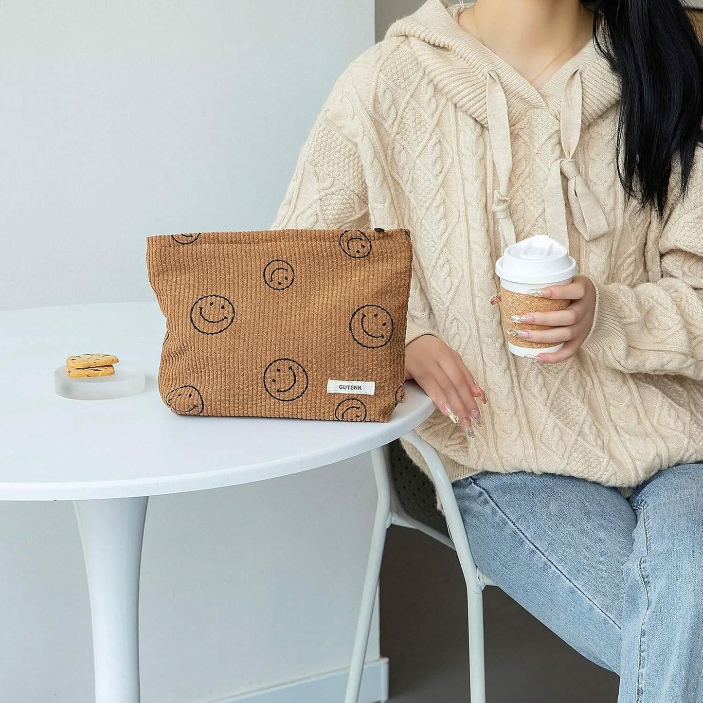 Chic Corduroy Travel Pouch for Women