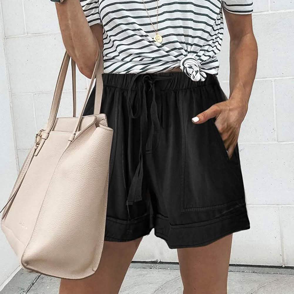 Elapsy Womens Casual Drawstring Elastic Waist Summer Shorts with Pockets