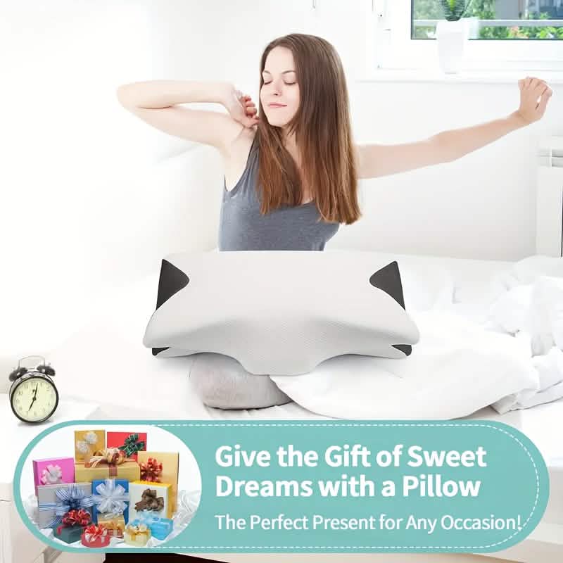 Ergonomic Memory Foam Neck Pillow – Slow Rebound, Back & Side Sleeper