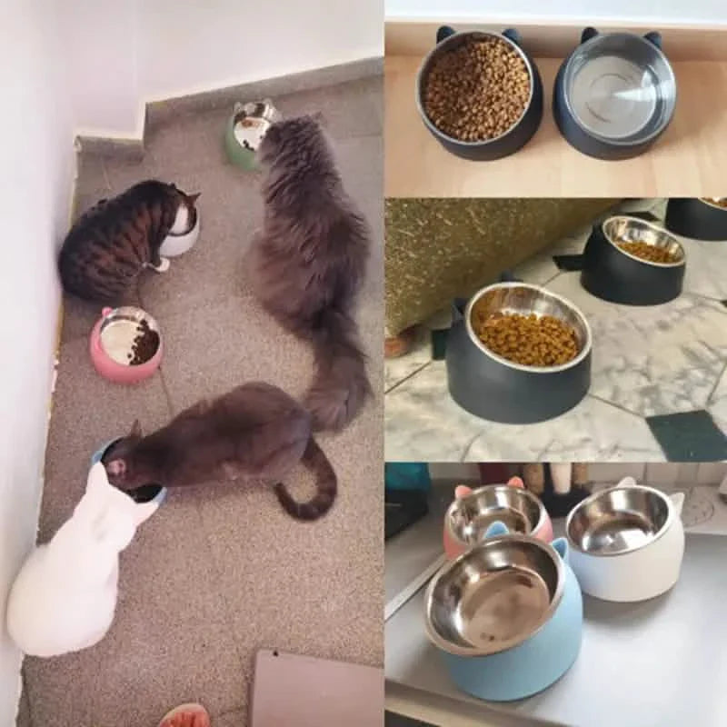 Premium Stainless Steel Cat & Dog Bowls - Non Slip Base for Food & Water