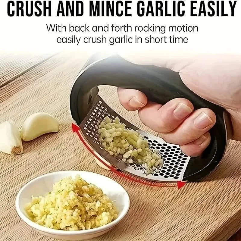 Premium Stainless Steel Garlic Rocker Press - Compact, Durable, and Rust-Resistant Kitchen Gadget