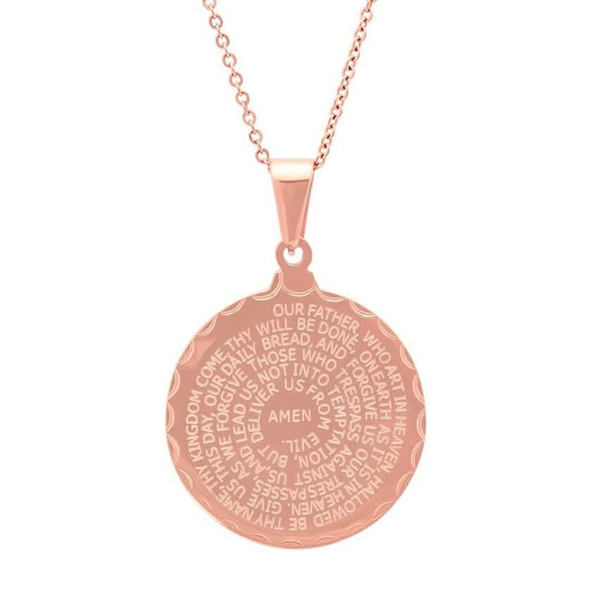 Stainless Steel Lord's and Serenity Prayer Pendant for Women