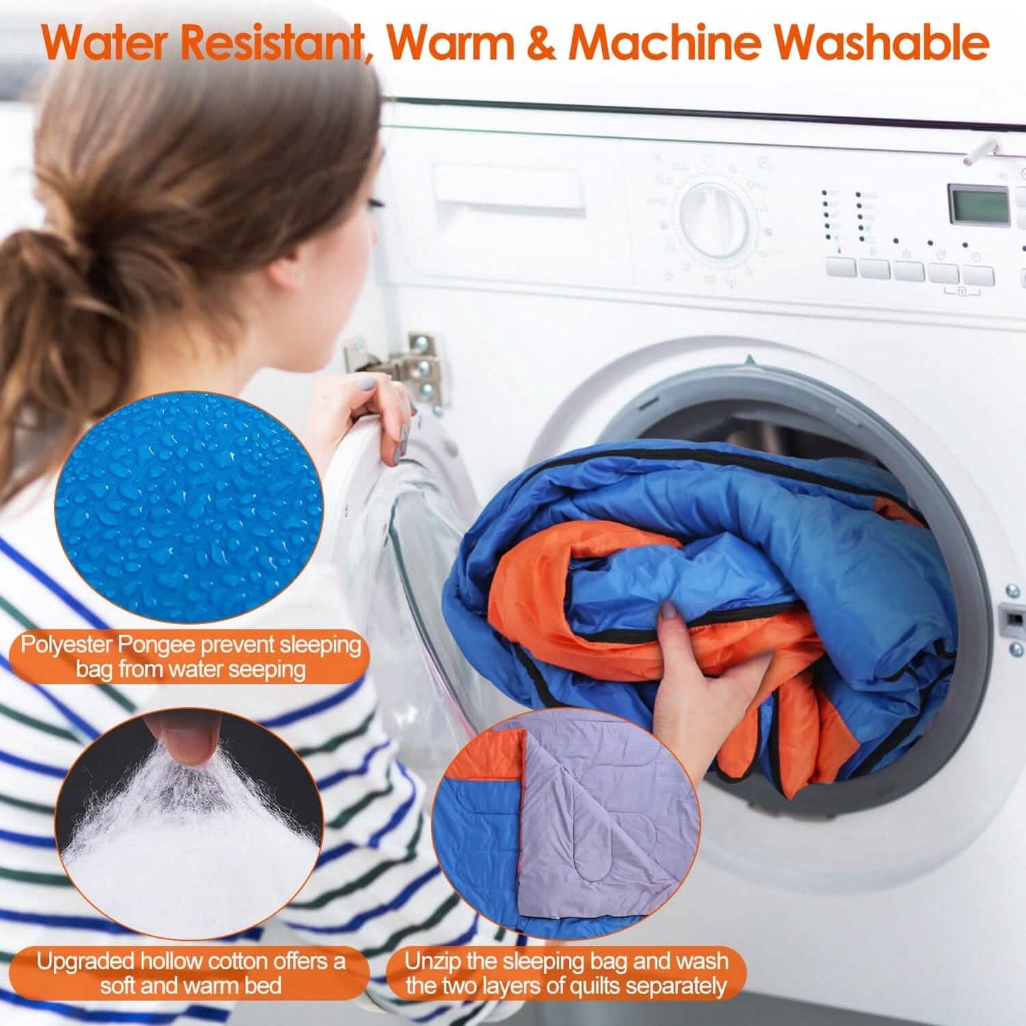Water Resistant Camping Cotton Liner Sleeping Bag with Sack