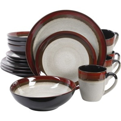 16pc Dinnerware Stoneware Red