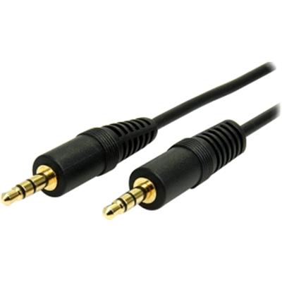 3ft Slim 3.5mm Stereo Audio Cable  MM  This 3.5mm Stereo Audio Cable is a perfect solution for portable audio devices (iPod iPhone MP3 Players) with a slim connector molding thats suitable even if the iPodMP3 player is in a protective case.