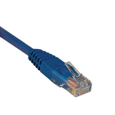 14 ft. Category 5E patch cable, blue, RJ45 male & female connectors, molded strain relief design, 350 MHZ.