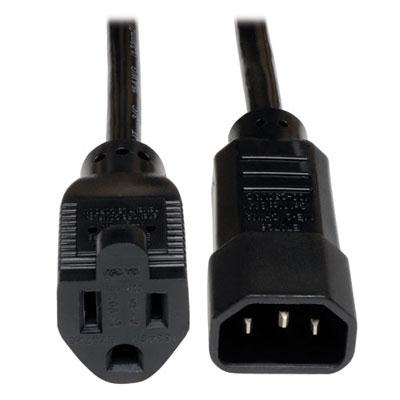 1ft Standard Computer Power Cord 10A 18AWG C14 to 5-15R 1'