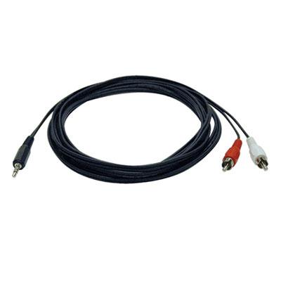 12-ft. audio Y splitter-adapter cable. This cable has a 3.5mm plug on one end and two RCA plugs on the other. Tripp Lite warrants this product to be free from defects in materials and workmanship for life.