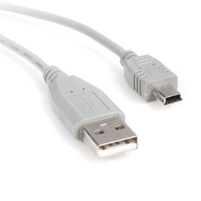 This high quality USB A to Mini B Cable provides one (4pin) USB Type A male connector and one Mini B (5pin) male connector and supports high speed USB 2.0 transfer rates (480Mbps).